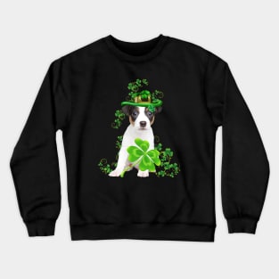 Lucky Jack Russell Terrier Shamrock St Patrick's Day Crewneck Sweatshirt